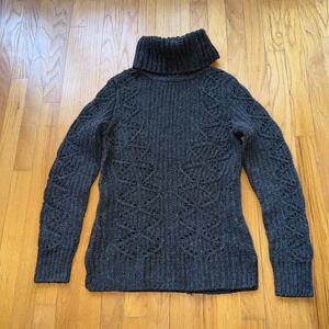 Banana Republic Sweater Italian Yarn S Gray Alpaca Wool Turtleneck Textured Knit